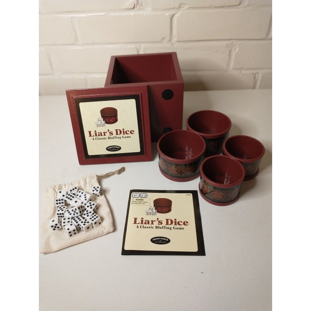 Liar's Dice A Classic Bluffing Game with Wooden Storage Box Red